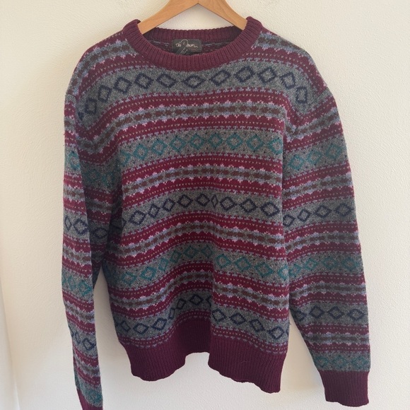 Vintage Virgin Wool Pullover Sweater Made in USA Fair Isle XL - Picture 1 of 9